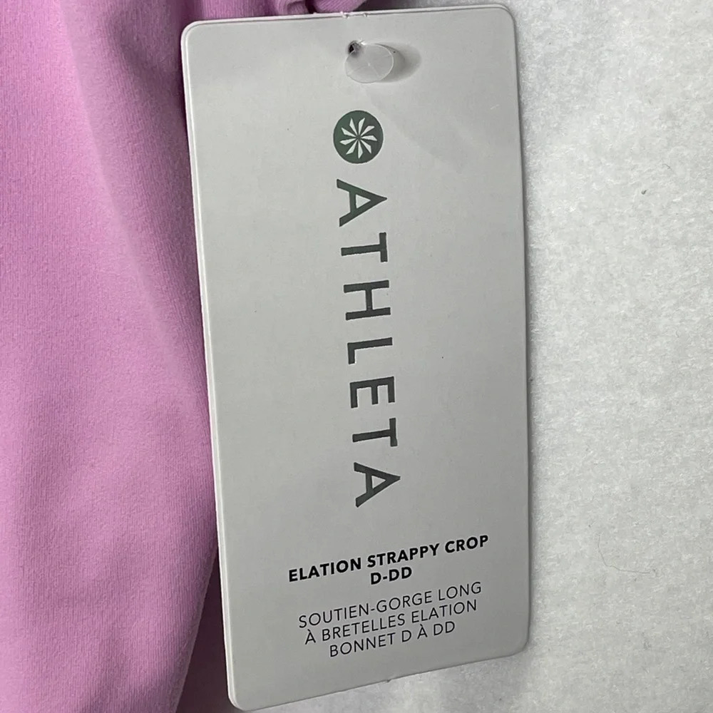 Athleta Elation Strappy Crop Quartz Pink Sports Bra Tank Top D-DD - Picture 6 of 9